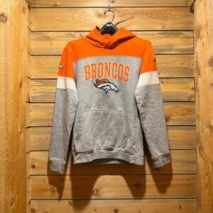 Denver Broncos NFL Team Apparel Youth XL Orange Gray Hoodie Ladies Small